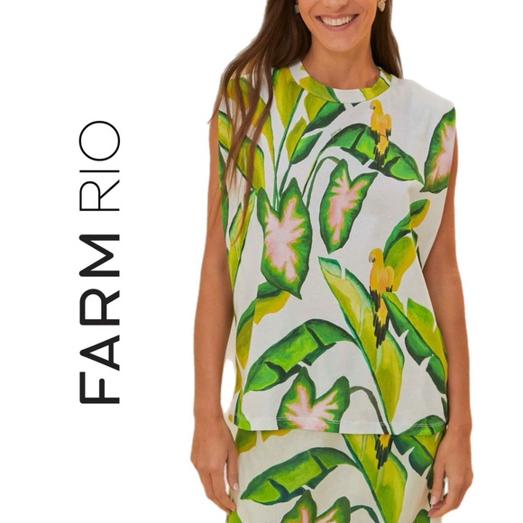 FARM Rio Off-White Summer Foliage T-Shirt - Picture 6 of 15